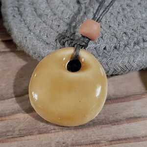 Chaozhou Porcelain Tan Pendant Terra Cotta Cotton Necklace